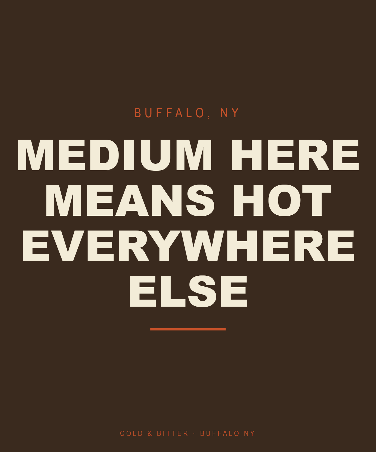 Medium Here Means Hot Everywhere Else — Buffalo NY t-shirt